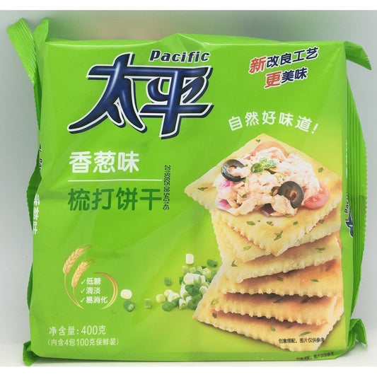 C035O Pacific Brand - Crackers Onion Soda Flavour 400g - 12 bags / 1CTN - New Eastland Pty Ltd - Asian food wholesalers
