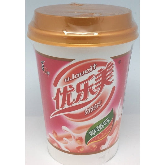 I003S U.Loueit Brand - Instant Milk Tea Drink Strawberry Flavour 80g - 30 cup / 1 CTN - New Eastland Pty Ltd - Asian food wholesalers