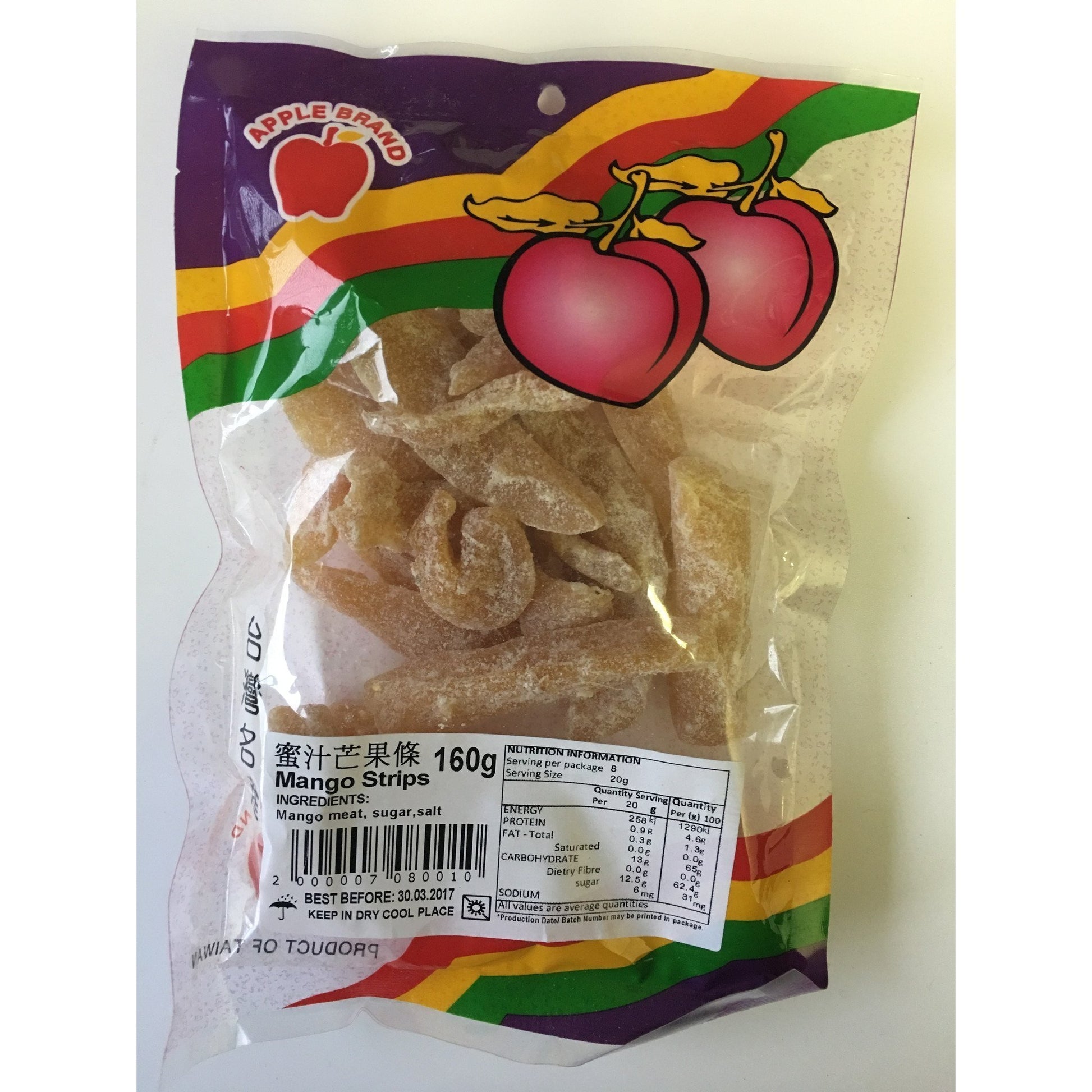 J001HM Apple  brand -Mango Strips 160g - 10 packet / 1 Bag - New Eastland Pty Ltd - Asian food wholesalers