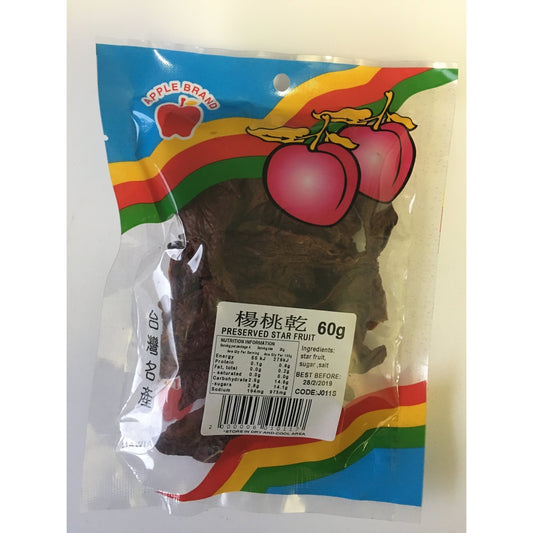 J011S Apple brand -Preserved Star Fruit 60g - 10 packet / 1 Bag - New Eastland Pty Ltd - Asian food wholesalers