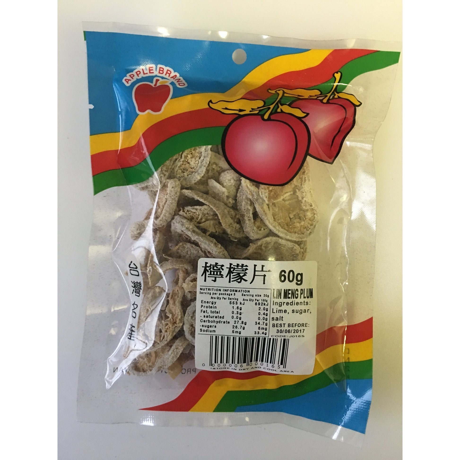 J016MS Apple brand -Lin Meng Plum 60g - 10 packet / 1 Bag - New Eastland Pty Ltd - Asian food wholesalers