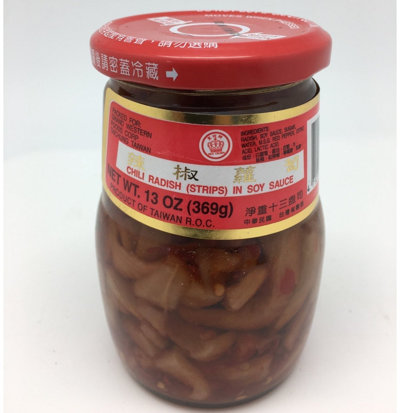 P002R Nice Crown Brand - Pickled Chilli Raddish in Soy Sauce 369g -  24 jar / 1CTN - New Eastland Pty Ltd - Asian food wholesalers